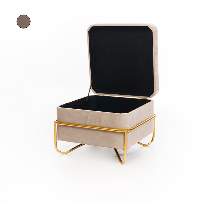 Set 2 pouf quadrati in velluto fango 49X49X49CM / 42X42X32CM