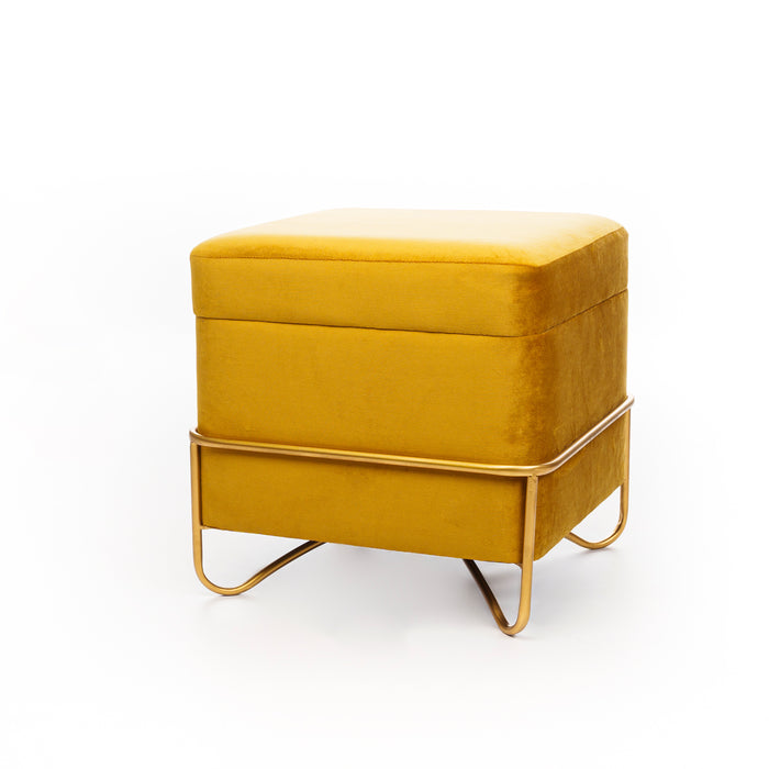 Set 2 pouf quadrati in velluto giallo senape 49X49X49CM / 42X42X32CM