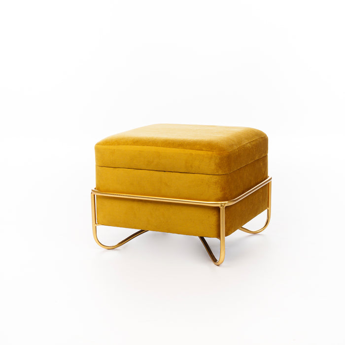 Set 2 pouf quadrati in velluto giallo senape 49X49X49CM / 42X42X32CM