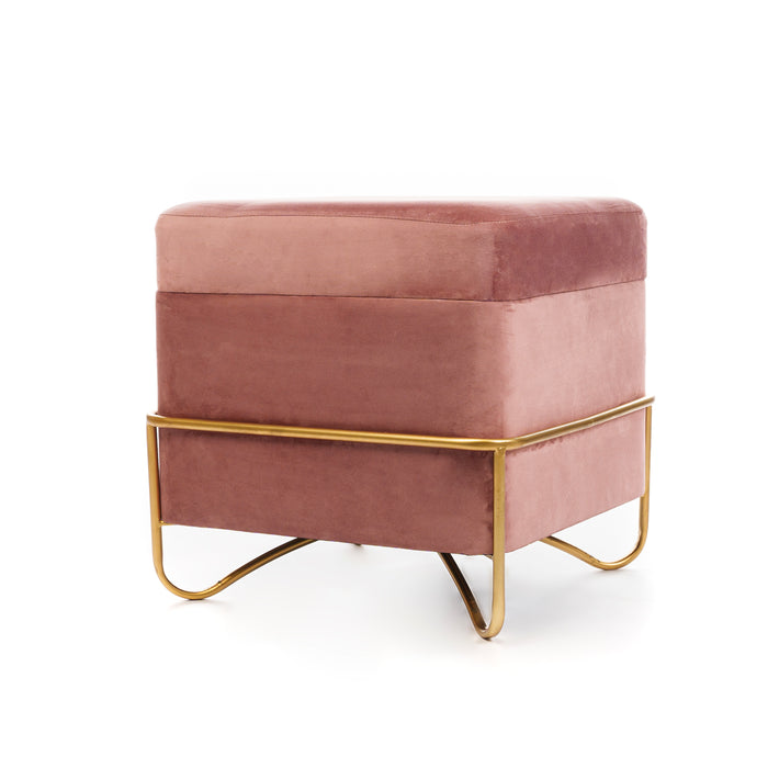 Set 2 pouf quadrati in velluto rosa antico 49X49X49CM / 42X42X32CM