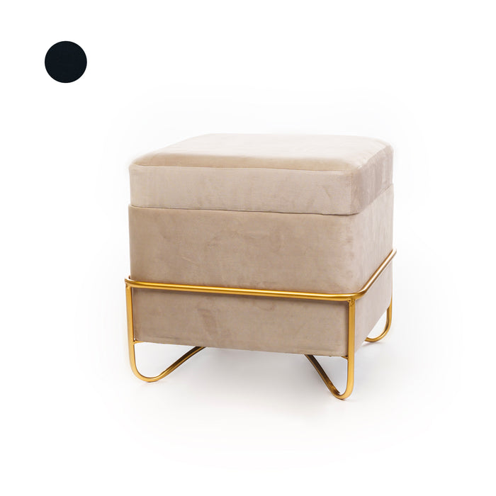 Set 2 pouf quadrati in velluto nero 49X49X49CM / 42X42X32CM