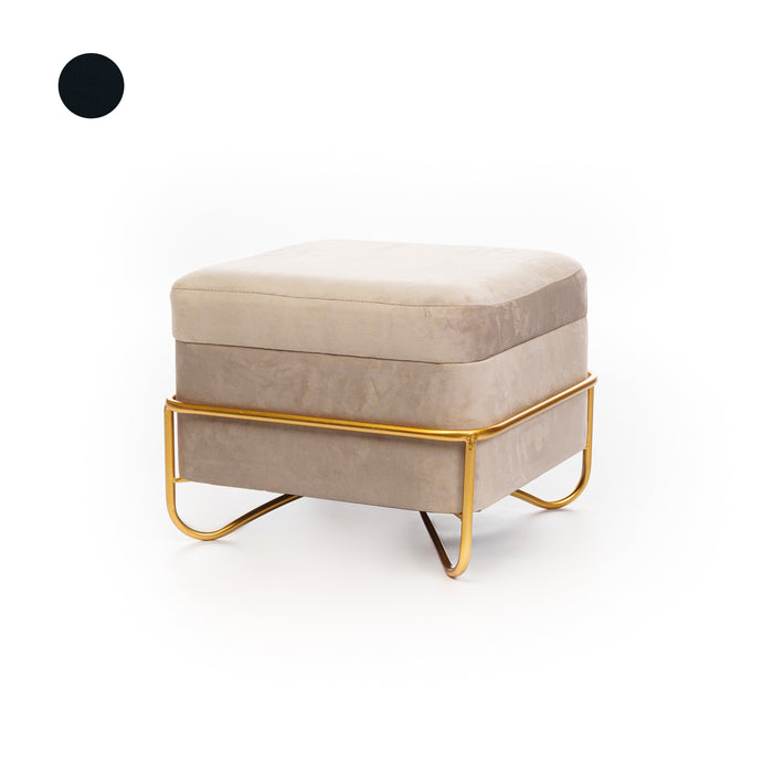 Set 2 pouf quadrati in velluto nero 49X49X49CM / 42X42X32CM