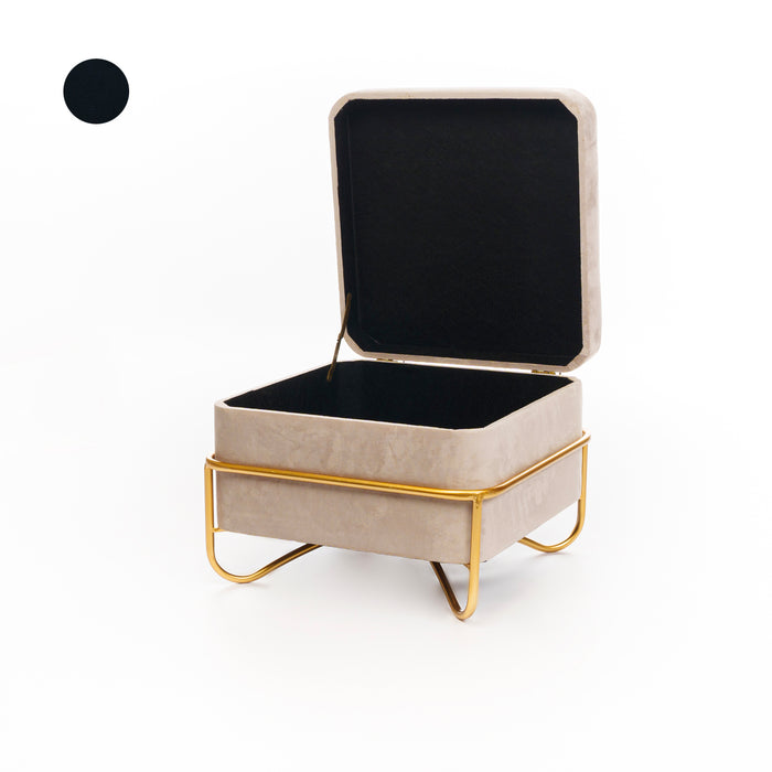 Set 2 pouf quadrati in velluto nero 49X49X49CM / 42X42X32CM