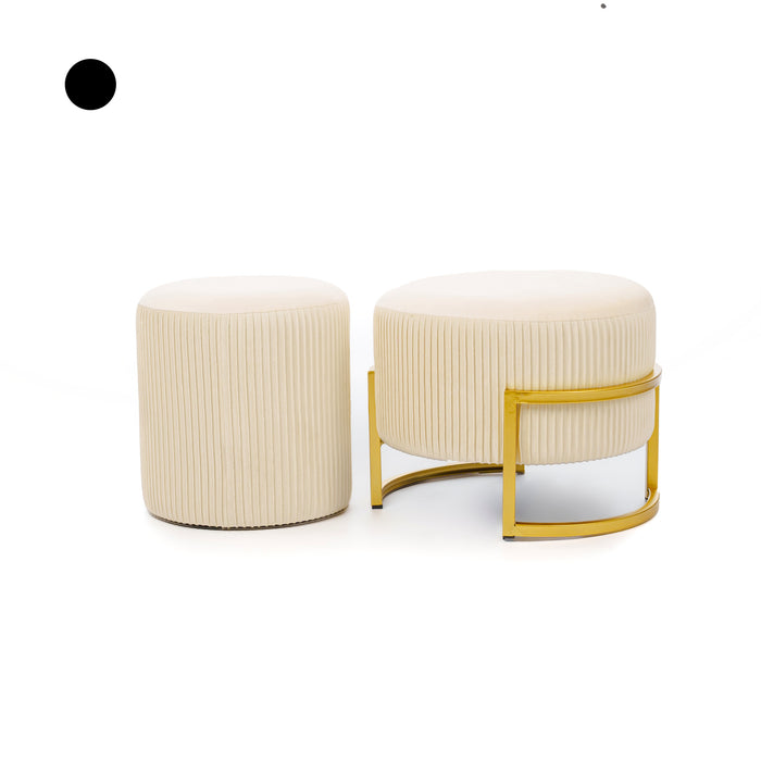 Set 2 pouf tondi in velluto 
nero 42X42X31CM / 30X30X31CM