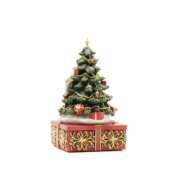 Carillon albero con pacco regalo rosso 11x19CM