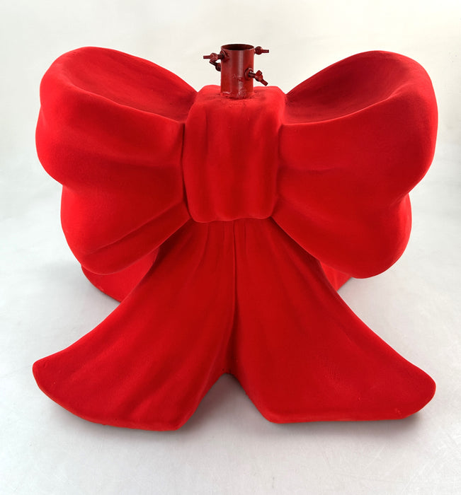 Base per albero a forma di fiocco in velluto rosso, 48x34x44cm