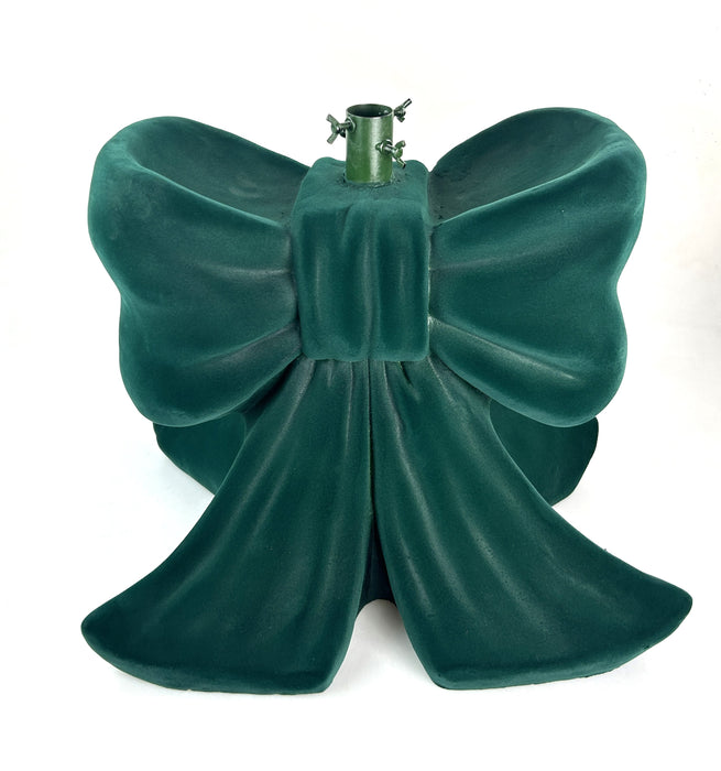 Base per albero a forma di fiocco in velluto verde, 48x34x44cm