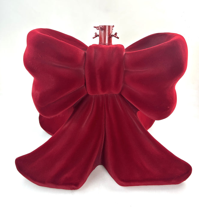 Base per albero a forma di fiocco in velluto bordeaux, 48x34x44cm