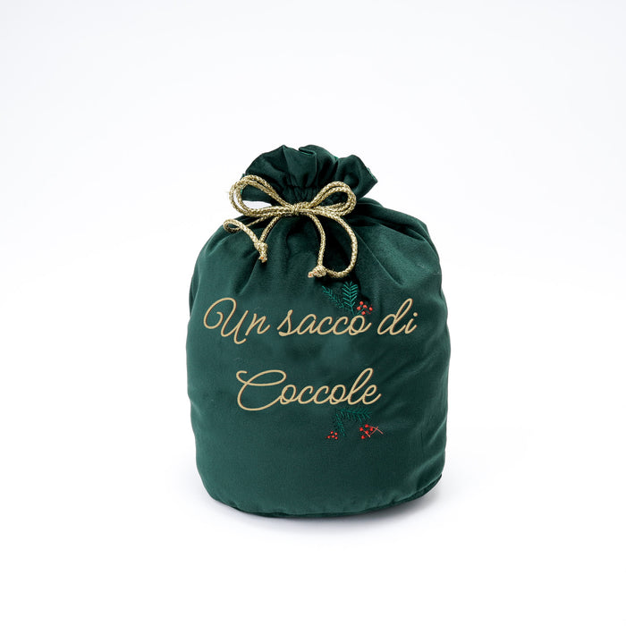 Sacco di Natale verde in velluto 28x40cm, decorazione e confezione Natalizia