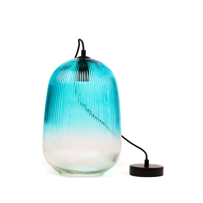 Lampadario 1 paralume in vetro, 23x34CM, colore azzurro