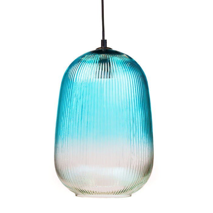 Lampadario 1 paralume in vetro, 23x34CM, colore azzurro