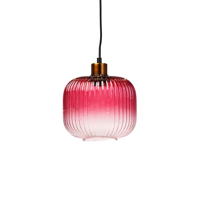 Lampadario 1 paralume in vetro, 21x18CM, colore rosa antico