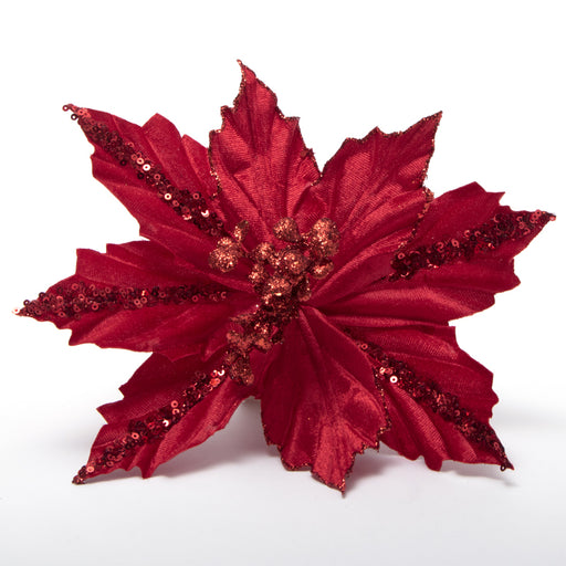 Pick fiore artificiale stella di natale velluto rosso con paillettes a gambo corto, ideale come addobbo albero, decorazione per eventi e wedding. Elegante addobbo per abbellire la tua casa, il tuo albero di natale e per rendere speciali le tue confezioni natalizie. Scopri i nostri articoli su Silani Srl.