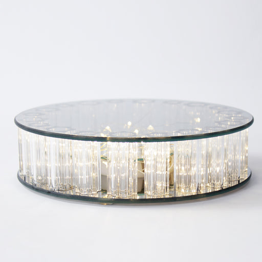 Alzata rotonda in Vetro con Led in luce calda , Ø 15x5cm, ideale come alzatina per dolci per eventi di vario genere e wedding. In vendita sullo shop di Silani