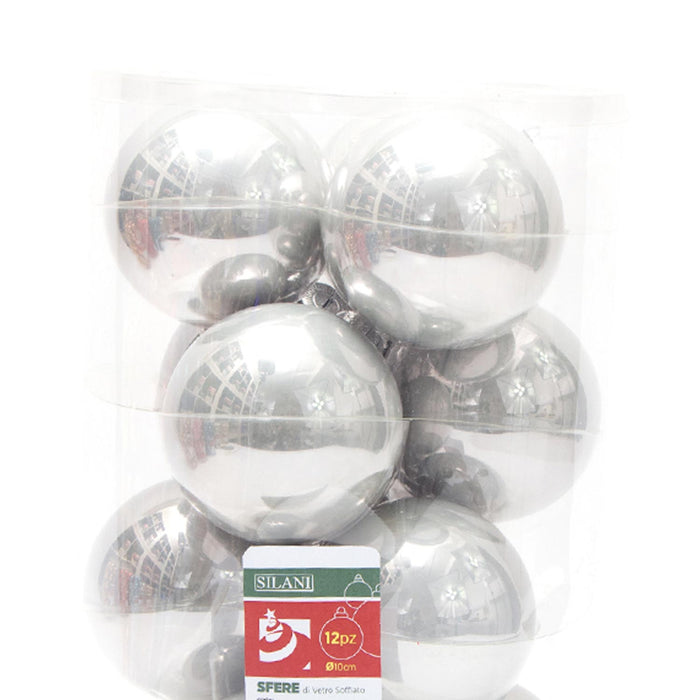 Palline di Natale Argento Perlato 10CM